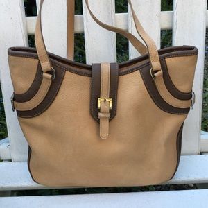 Longchamp Tan and Brown Leather Tote